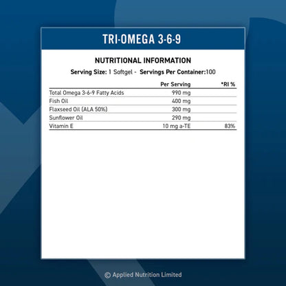 Applied Nutrition - Tri-Omega 3-6-9 - 100 softgels3